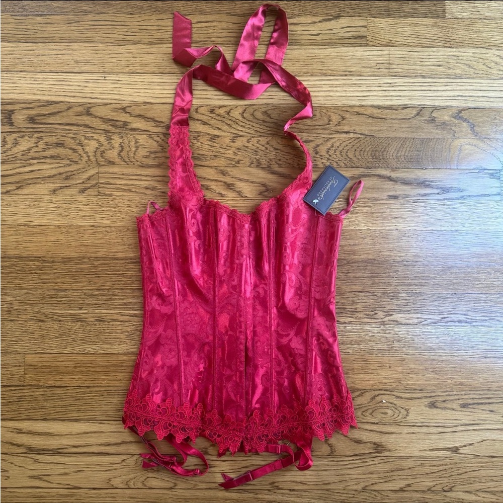 Frederick's of Hollywood Red Lace Corset Top